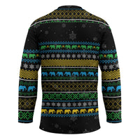 Tanzania Christmas Hockey Jersey with Santa Riding Elephant Snowflakes and Colorful African - Wonder Print Shop