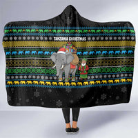 Tanzania Christmas Hooded Blanket with Santa Riding Elephant Snowflakes and Colorful African - Wonder Print Shop