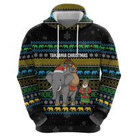 Tanzania Christmas Hoodie with Santa Riding Elephant Snowflakes and Colorful African - Wonder Print Shop
