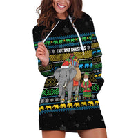 Tanzania Christmas Hoodie Dress with Santa Riding Elephant Snowflakes and Colorful African - Wonder Print Shop