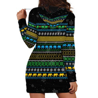 Tanzania Christmas Hoodie Dress with Santa Riding Elephant Snowflakes and Colorful African - Wonder Print Shop