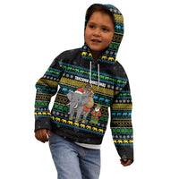 Tanzania Christmas Kid Hoodie with Santa Riding Elephant Snowflakes and Colorful African - Wonder Print Shop