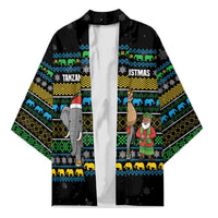 Tanzania Christmas Kimono with Santa Riding Elephant Snowflakes and Colorful African - Wonder Print Shop