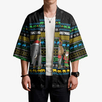Tanzania Christmas Kimono with Santa Riding Elephant Snowflakes and Colorful African - Wonder Print Shop