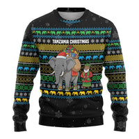 Tanzania Christmas Ugly Christmas Sweater with Santa Riding Elephant Snowflakes and Colorful African - Wonder Print Shop