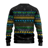 Tanzania Christmas Ugly Christmas Sweater with Santa Riding Elephant Snowflakes and Colorful African - Wonder Print Shop