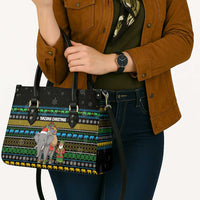 Tanzania Christmas Leather Bag with Santa Riding Elephant Snowflakes and Colorful African - Wonder Print Shop
