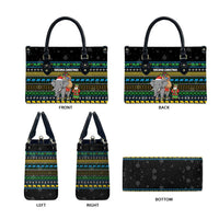 Tanzania Christmas Leather Bag with Santa Riding Elephant Snowflakes and Colorful African - Wonder Print Shop