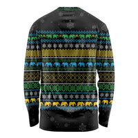 Tanzania Christmas Long Sleeve Shirt with Santa Riding Elephant Snowflakes and Colorful African - Wonder Print Shop