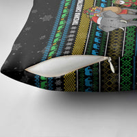 Tanzania Christmas Pillow Cover with Santa Riding Elephant Snowflakes and Colorful African - Wonder Print Shop