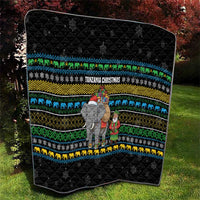 Tanzania Christmas Quilt with Santa Riding Elephant Snowflakes and Colorful African - Wonder Print Shop