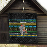 Tanzania Christmas Quilt with Santa Riding Elephant Snowflakes and Colorful African - Wonder Print Shop