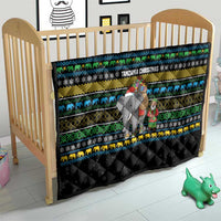 Tanzania Christmas Quilt with Santa Riding Elephant Snowflakes and Colorful African - Wonder Print Shop