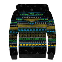 Tanzania Christmas Sherpa Hoodie with Santa Riding Elephant Snowflakes and Colorful African - Wonder Print Shop