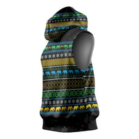 Tanzania Christmas Sleeveless Hoodie with Santa Riding Elephant Snowflakes and Colorful African - Wonder Print Shop