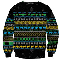 Tanzania Christmas Sweatshirt with Santa Riding Elephant Snowflakes and Colorful African - Wonder Print Shop