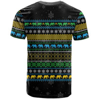 Tanzania Christmas T Shirt with Santa Riding Elephant Snowflakes and Colorful African - Wonder Print Shop