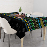 Tanzania Christmas Tablecloth with Santa Riding Elephant Snowflakes and Colorful African - Wonder Print Shop
