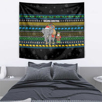 Tanzania Christmas Tapestry with Santa Riding Elephant Snowflakes and Colorful African - Wonder Print Shop