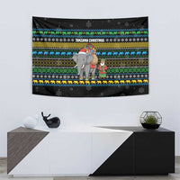 Tanzania Christmas Tapestry with Santa Riding Elephant Snowflakes and Colorful African - Wonder Print Shop