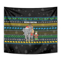 Tanzania Christmas Tapestry with Santa Riding Elephant Snowflakes and Colorful African - Wonder Print Shop