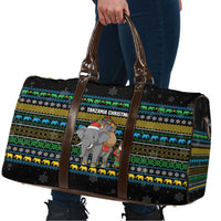Tanzania Christmas Travel Bag with Santa Riding Elephant Snowflakes and Colorful African - Wonder Print Shop