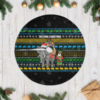 Tanzania Christmas Tree Skirt with Santa Riding Elephant Snowflakes and Colorful African - Wonder Print Shop