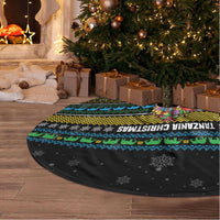 Tanzania Christmas Tree Skirt with Santa Riding Elephant Snowflakes and Colorful African - Wonder Print Shop