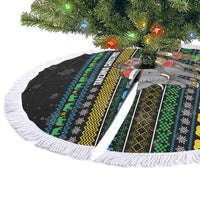 Tanzania Christmas Tree Skirt with Santa Riding Elephant Snowflakes and Colorful African - Wonder Print Shop
