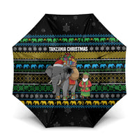 Tanzania Christmas Umbrella with Santa Riding Elephant Snowflakes and Colorful African - Wonder Print Shop