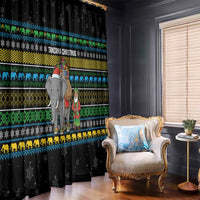 Tanzania Christmas Window Curtain with Santa Riding Elephant Snowflakes and Colorful African - Wonder Print Shop