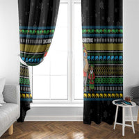 Tanzania Christmas Window Curtain with Santa Riding Elephant Snowflakes and Colorful African - Wonder Print Shop