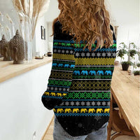 Tanzania Christmas Women Casual Shirt with Santa Riding Elephant Snowflakes and Colorful African - Wonder Print Shop