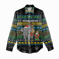 Tanzania Christmas Women Casual Shirt with Santa Riding Elephant Snowflakes and Colorful African - Wonder Print Shop