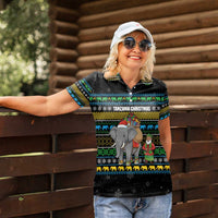 Tanzania Christmas Women Polo Shirt with Santa Riding Elephant Snowflakes and Colorful African - Wonder Print Shop