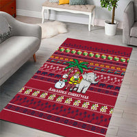 Thailand Christmas Area Rug with Santa Elephant Snowman Palm Tree and Sawasdee Holiday - Wonder Print Shop