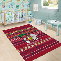 Thailand Christmas Area Rug with Santa Elephant Snowman Palm Tree and Sawasdee Holiday - Wonder Print Shop