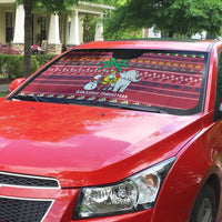 Thailand Christmas Auto Sun Shade with Santa Elephant Snowman Palm Tree and Sawasdee Holiday - Wonder Print Shop