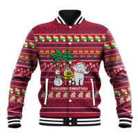 Thailand Christmas Baseball Jacket with Santa Elephant Snowman Palm Tree and Sawasdee Holiday - Wonder Print Shop