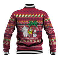 Thailand Christmas Baseball Jacket with Santa Elephant Snowman Palm Tree and Sawasdee Holiday - Wonder Print Shop