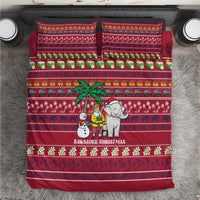 Thailand Christmas Bedding Set with Santa Elephant Snowman Palm Tree and Sawasdee Holiday - Wonder Print Shop