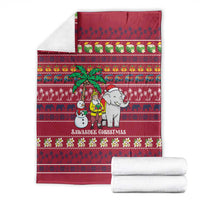 Thailand Christmas Blanket with Santa Elephant Snowman Palm Tree and Sawasdee Holiday - Wonder Print Shop