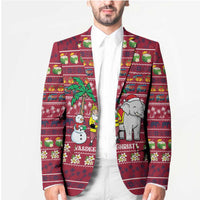 Thailand Christmas Blazer with Santa Elephant Snowman Palm Tree and Sawasdee Holiday - Wonder Print Shop