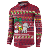 Thailand Christmas Button Sweatshirt with Santa Elephant Snowman Palm Tree and Sawasdee Holiday - Wonder Print Shop