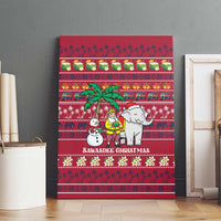 Thailand Christmas Canvas Wall Art with Santa Elephant Snowman Palm Tree and Sawasdee Holiday - Wonder Print Shop