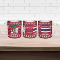 Thailand Christmas Ceramic Mug with Santa Elephant Snowman Palm Tree and Sawasdee Holiday - Wonder Print Shop
