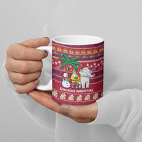 Thailand Christmas Ceramic Mug with Santa Elephant Snowman Palm Tree and Sawasdee Holiday - Wonder Print Shop