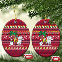 Thailand Christmas Ceramic Ornament with Santa Elephant Snowman Palm Tree and Sawasdee Holiday - Wonder Print Shop