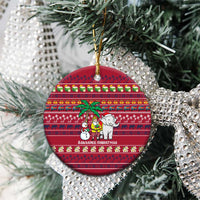 Thailand Christmas Ceramic Ornament with Santa Elephant Snowman Palm Tree and Sawasdee Holiday - Wonder Print Shop