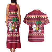 Thailand Christmas Couples Matching Tank Maxi Dress and Hawaiian Shirt with Santa Elephant Snowman Palm Tree and Sawasdee Holiday - Wonder Print Shop